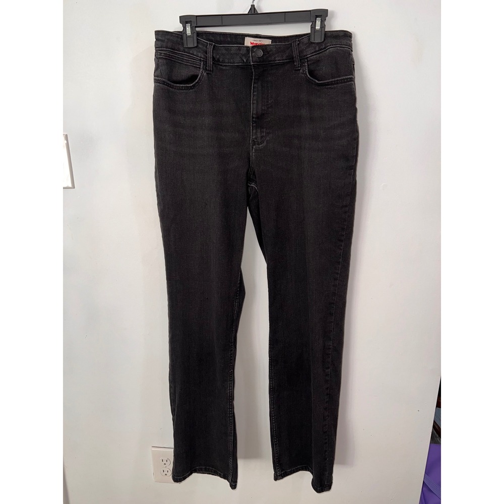 Wrangler Women's High Rise Straight Leg Jeans Faded Black Size 14, Length 34"